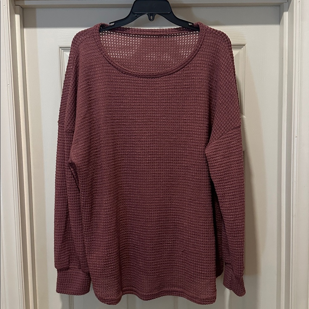 Women's Waffle Knit Top - Mauve